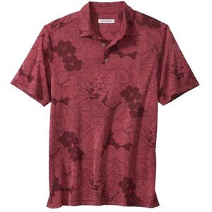 NWT Tommy Bahama Men's Miramar Blooms Floral Polo Shirt Maroon Berry